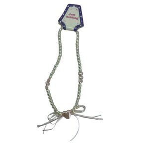 NEW Flower Girl Junior Bridesmaid Faux Pearl Heart Bow Necklace Wedding Jewelry